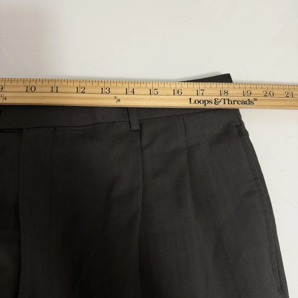 Jos A Bank Signature Suit Mens 43R Brown Wool Herringbone 2 Piece 37x30 Pants